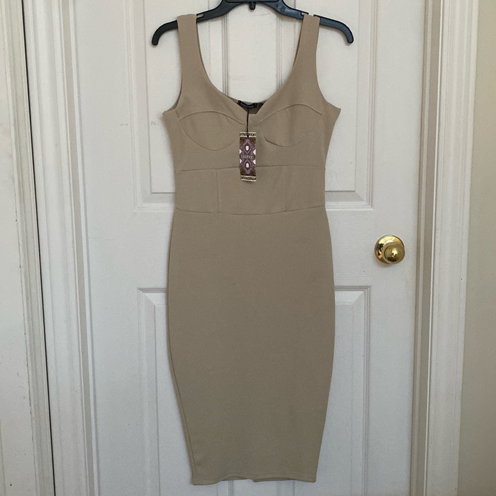 NWT Boohoo Bustier Structurer Waist Midi Dress (10)